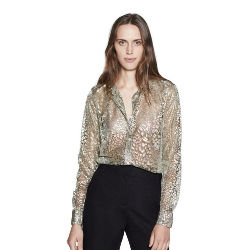 Equipment Gold Sheer Long Sleeve Shirt